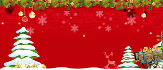 红色墙面纹理圣诞树圣诞节海报背景